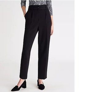 Ann Taylor belted tapered pants petite 00 black